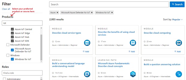 Microsoft courses on Azure IoT